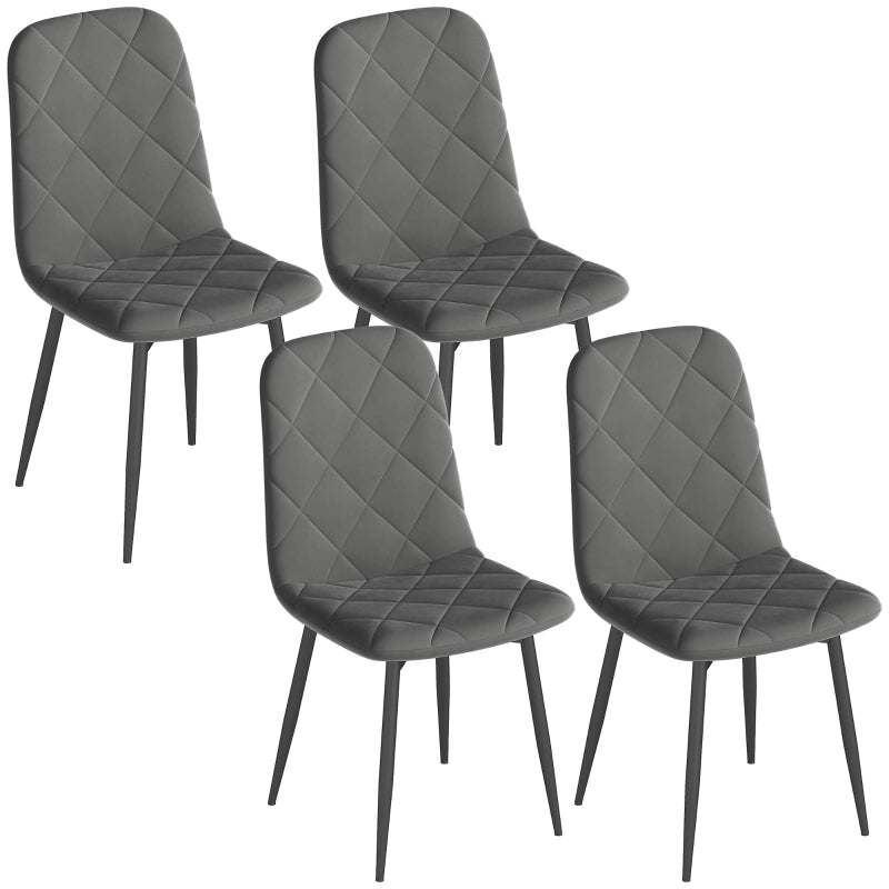 SEDIA DA PRANZO Set da 4 pezzi 45x54x87 cm Grigio effetto velluto struttura in acciaio