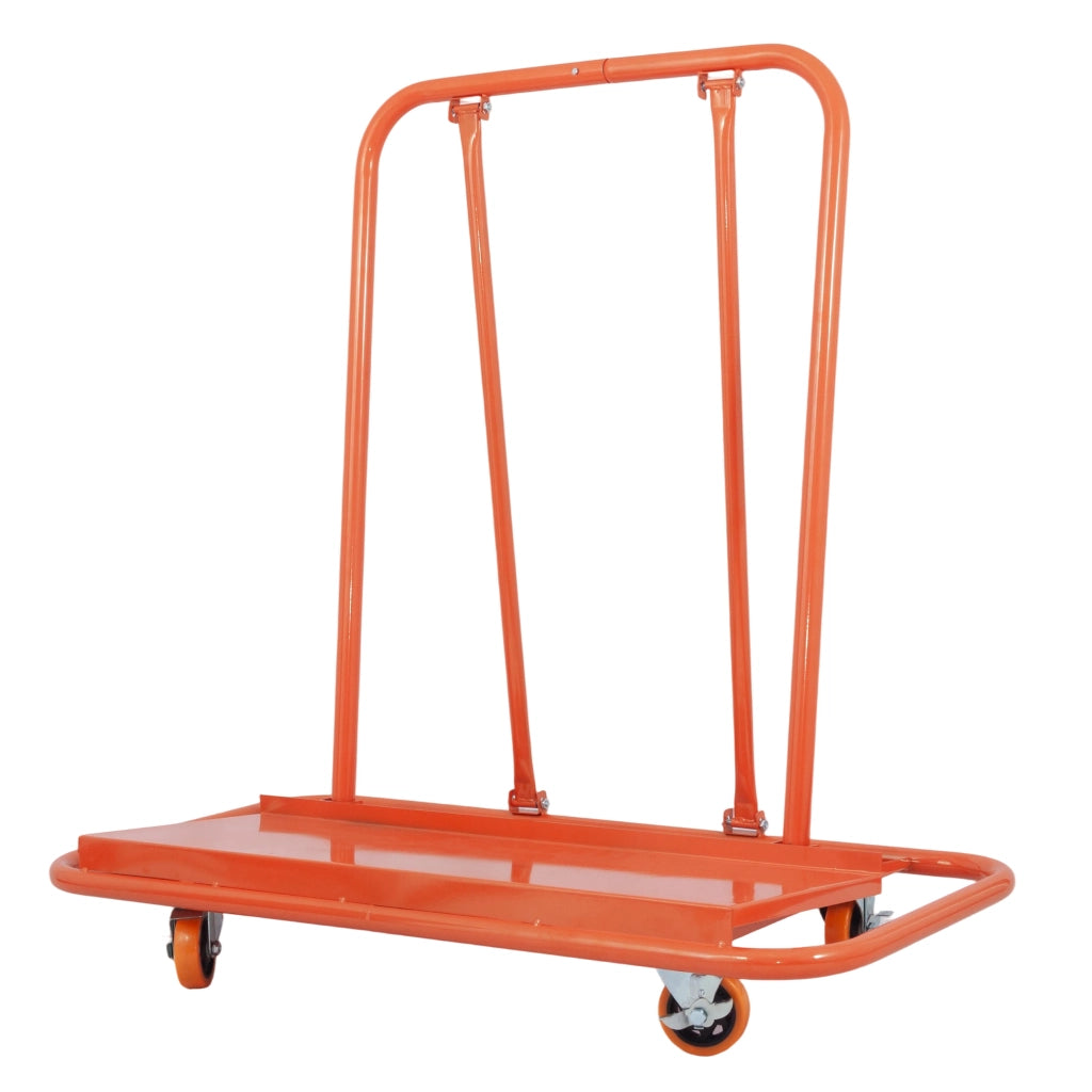 Carrello per pannelli in acciaio arancione, portata fino a 1000 kg, con 4 ruote piroettanti e freni