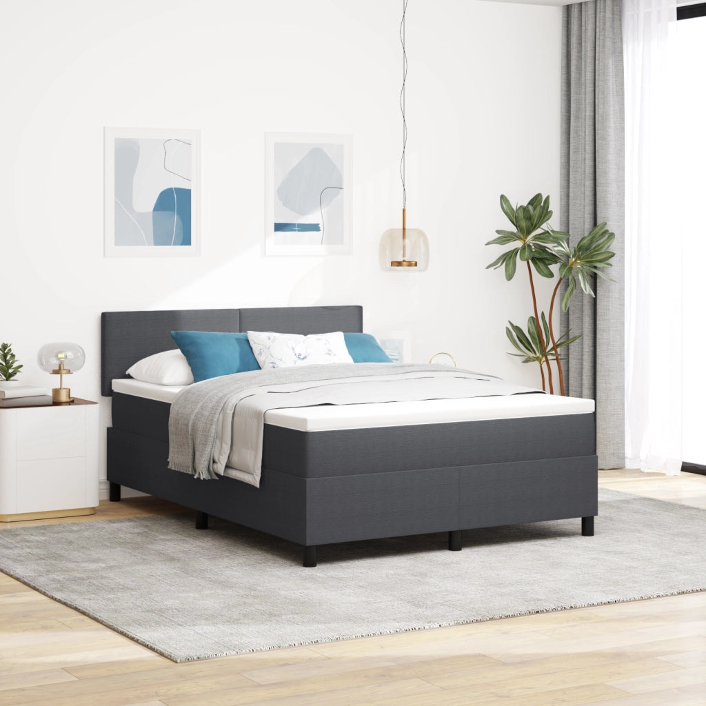 Letto con Box Spring con Materasso&LED Grigio Scuro 160x200 cm Tessuto a Coste