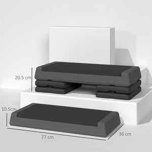 Stepper Fitness Altezza Regolabile Antiscivolo Capacità 250 kg Grigio