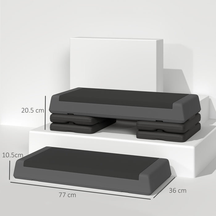 Stepper Fitness Altezza Regolabile Antiscivolo Capacità 250 kg Grigio