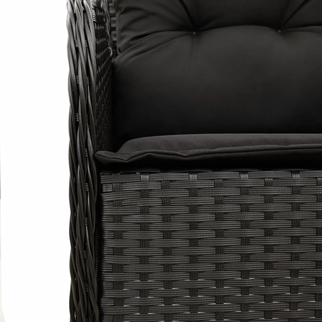 Set da Pranzo da Giardino 7 pz Nero con Cuscini in Polyrattan 3211924
