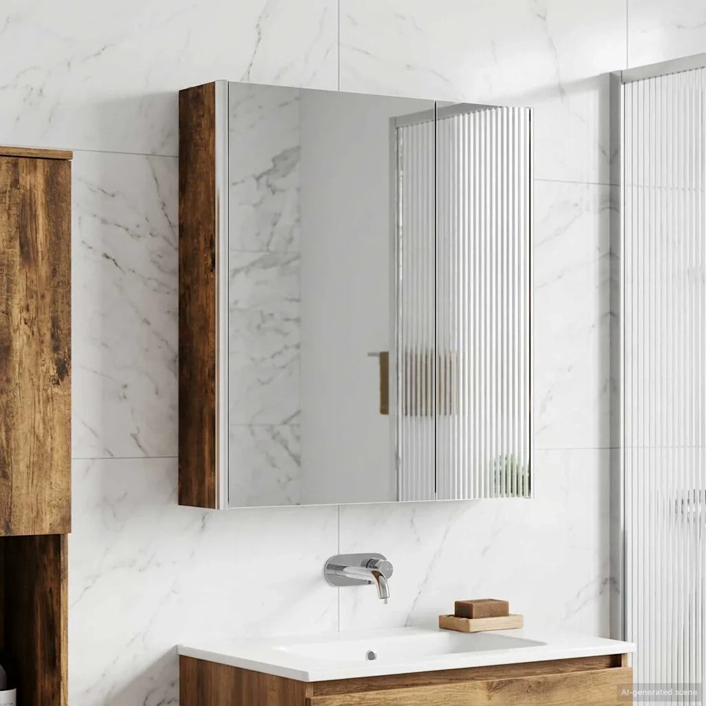 Mobiletto per specchio da bagno Rovere fumé 63,5 x 15,5 x 70 cm 889243