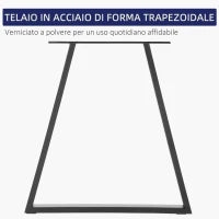 Set 2 Gambe per Tavolo Trapezoidali in Acciaio con 6 Fori e 12 Viti, 70x5x72 cm, Nero