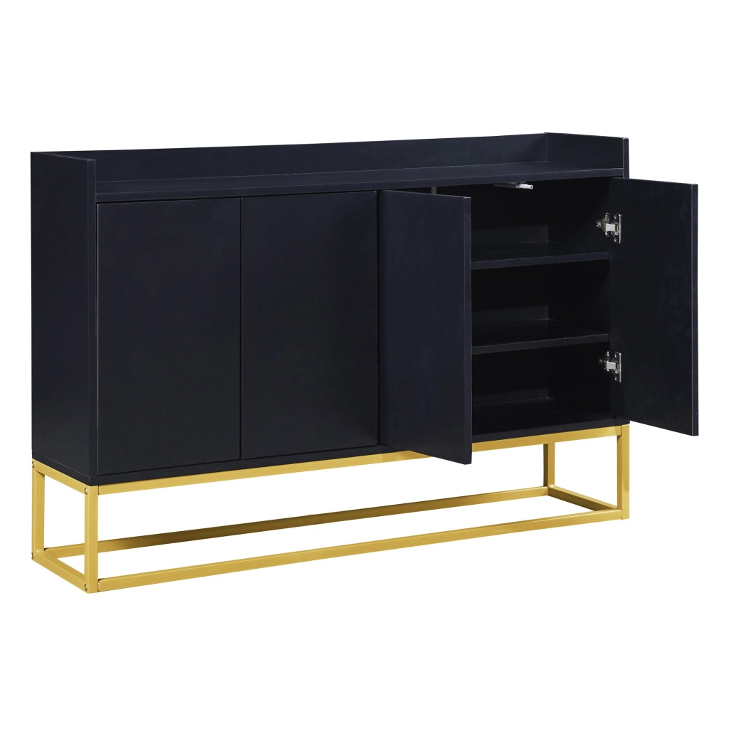 Madia a 4 ante con 2 ripiani regolabili e apertura a pressione per soggiorno 120×30×80 cm nero