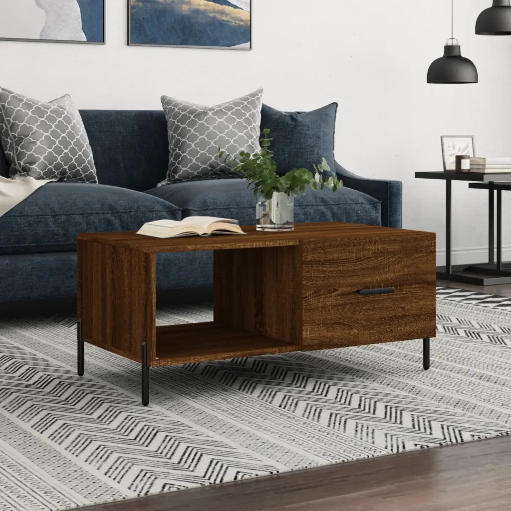 Tavolino da Salotto-Tavolino da soggiorno-Tavolo Rovere Marrone 90x50x40cm Legno Multistrato 506858