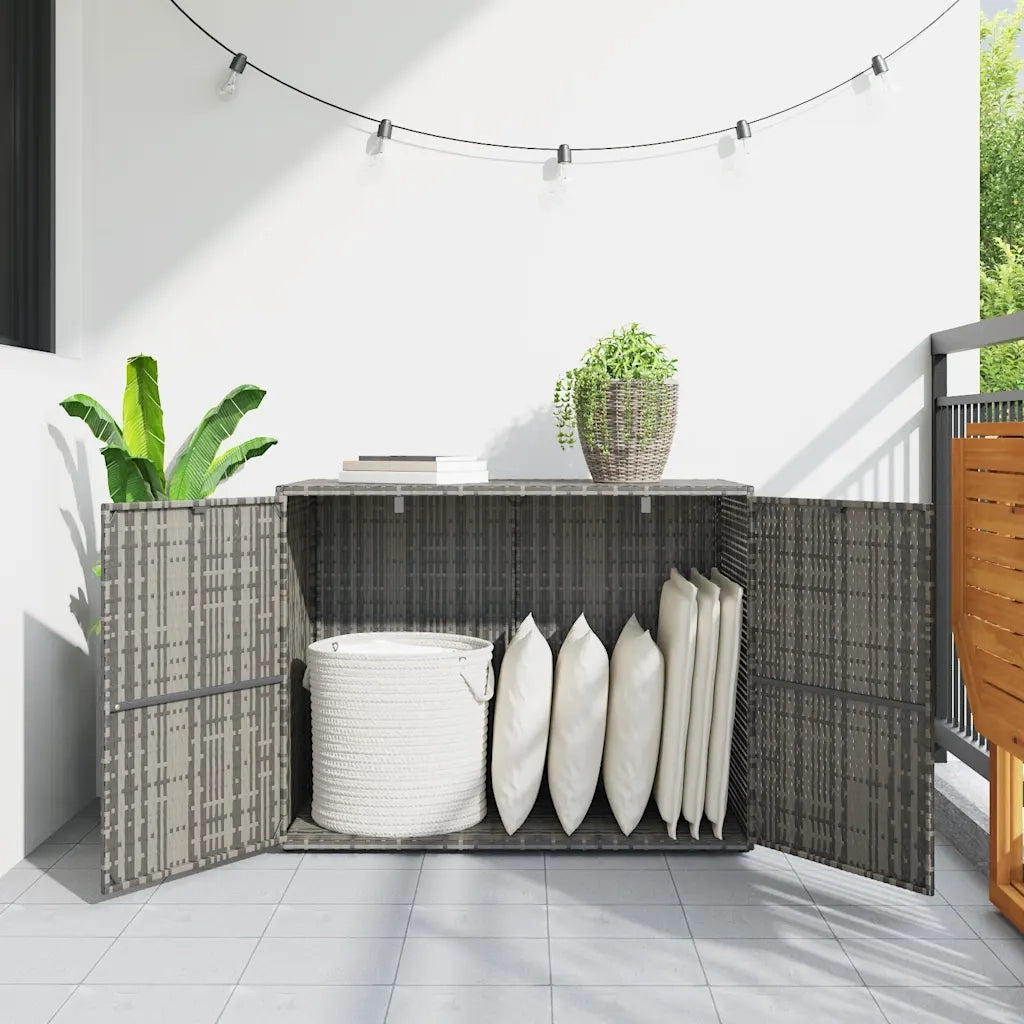 Mobile Portaoggetti da Giardino-Baule da Giardino Grigio 100x55,5x80cm Polyrattan