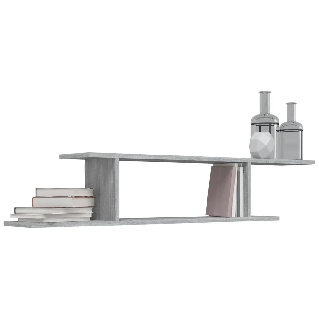 Scaffale TV Parete Grigio Sonoma 125x18x23 cm Legno Multistrato cod mxl 33164