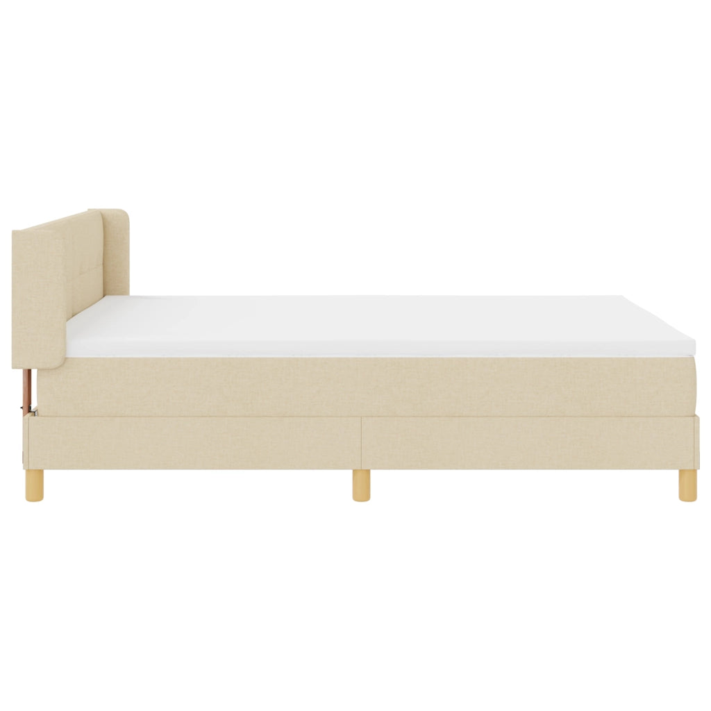 Letto Box Spring con Materasso Panna 160x200 cm Tessuto