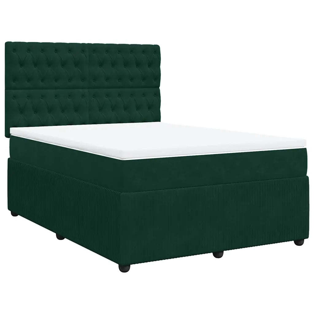 Giroletto a Molle con Materasso Verde Scuro 140x200 cm Velluto 3292367