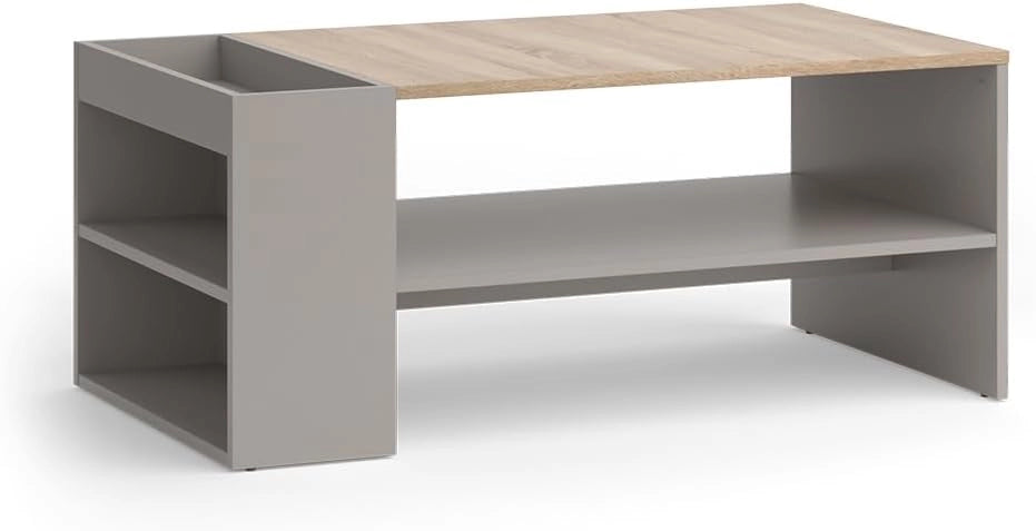 Tavolino da salotto Wido, Verde, 100 x 55 cm con ripiani, adatto per riporre riviste e telecomandi