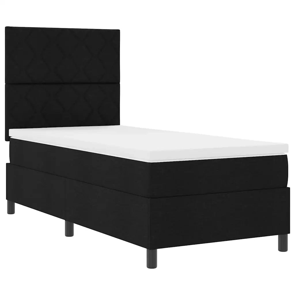 Letto a molle con materasso Nero 90 x 200 cm Tessuto 3342916