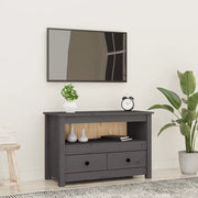 Mobile Porta TV Grigio 79x35x52 cm in Legno Massello di Pino 821499