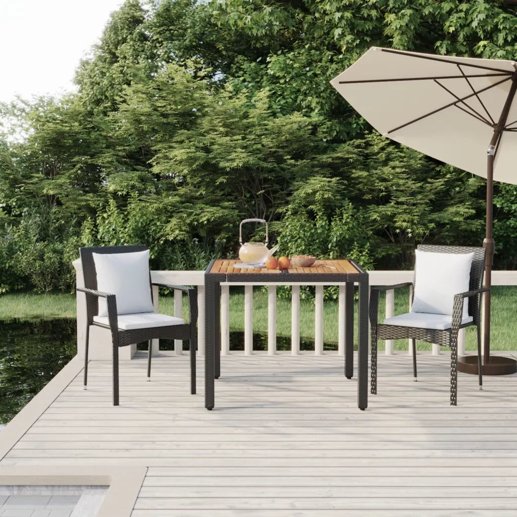 Set da Pranzo da Giardino 3 pz con Cuscini Nero in Polyrattan 3157963
