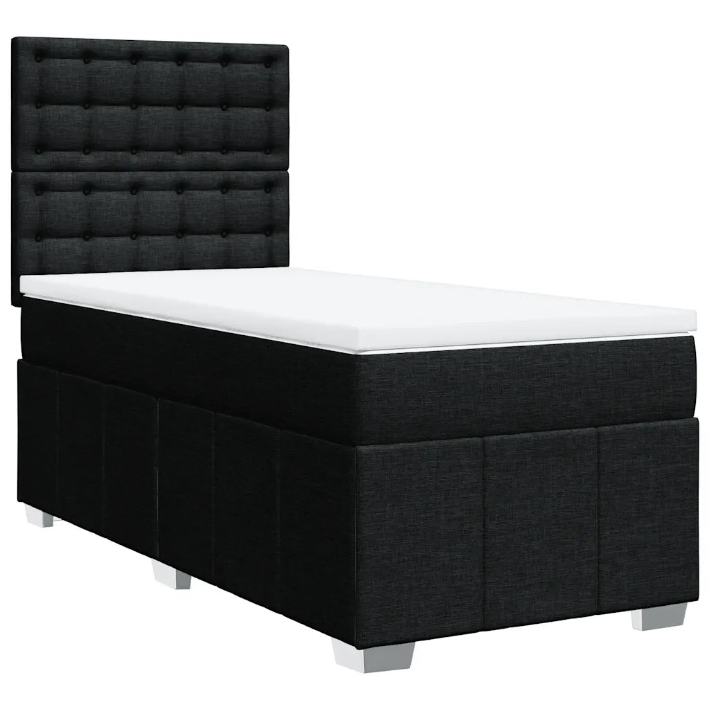 Giroletto a Molle con Materasso-Struttura Letto Nero 90x190 cm in Tessuto 219978