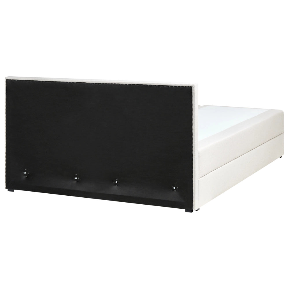 Letto matrimoniale Imbottito Tessuto bianco sporco 160 x 200 cm Con Testiera Trapuntata