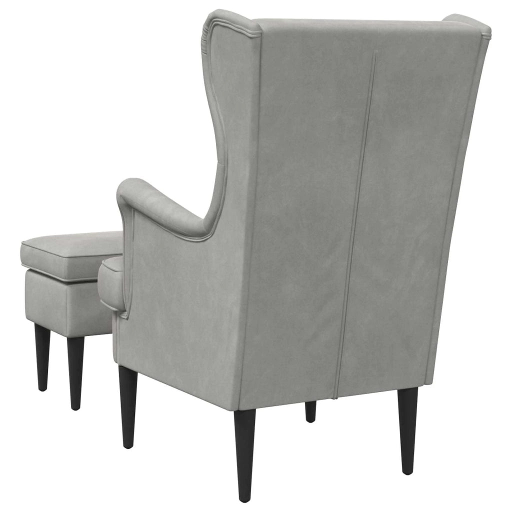 Poltrona con Ottomano 2 pz Grigio Chiaro Velluto 3418820
