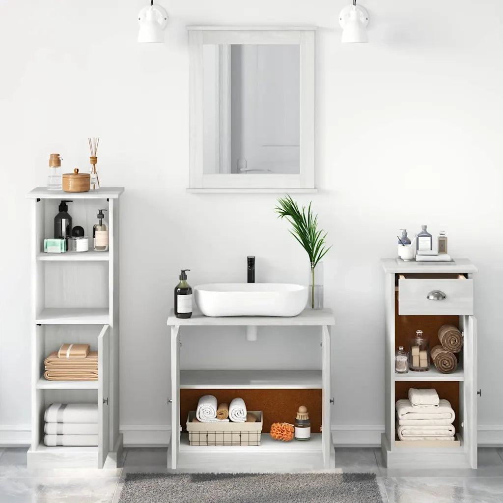 Set di mobili per il bagno 4 pcs Bianco Antico Pino massello 3328546