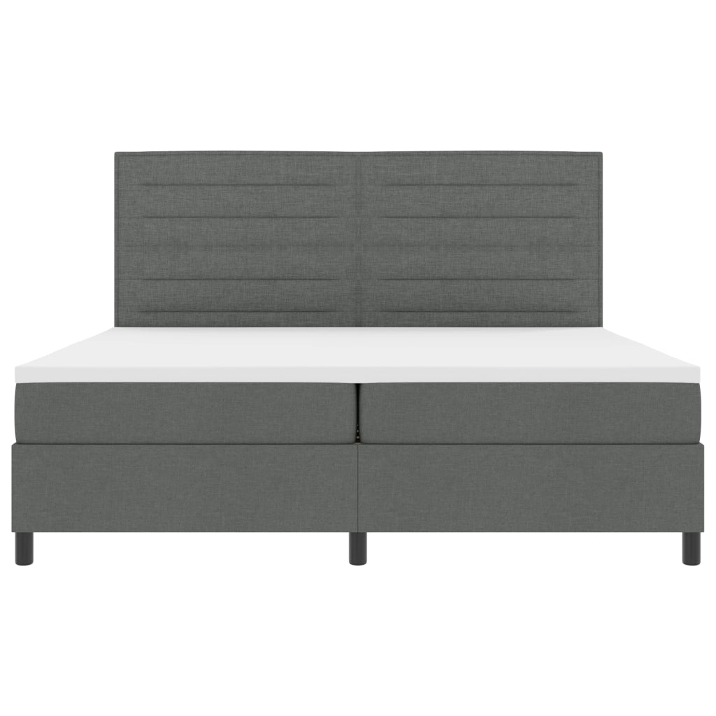 Letto con box spring e materasso grigio scuro 200x200 cm in tessuto