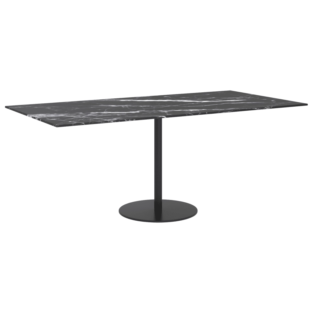 Piano Tavolo Nero 100x50 cm 6mm Vetro Temperato Design Marmo