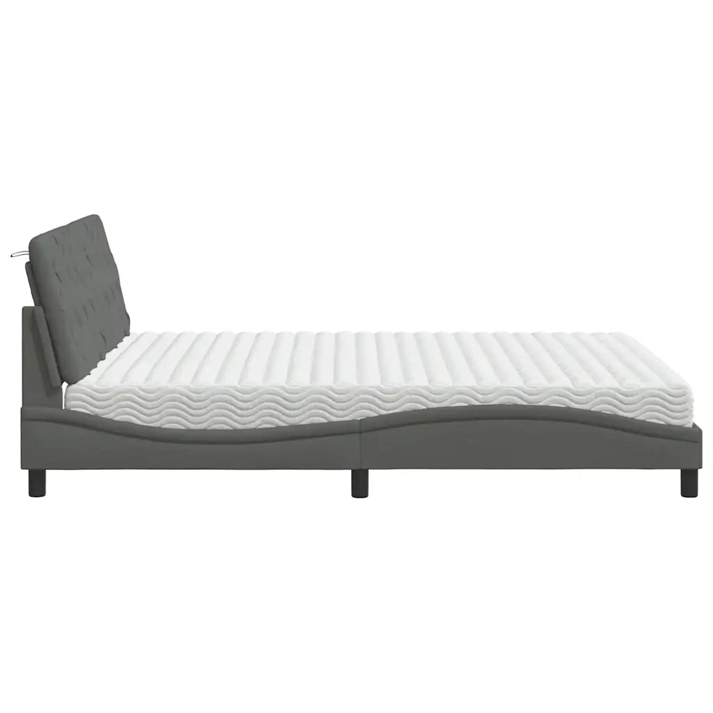 Letto con Materasso Grigio Scuro 160x200 cm Tessuto 3310749