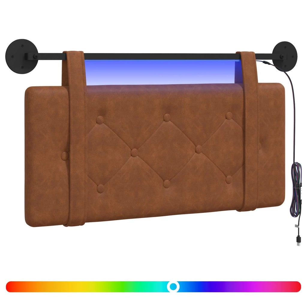 Testiera | Testata sospesa Con luce LED Marrone PU Antico