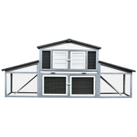 Conigliera da Esterno 225x70x100 cm in Legno Grigio e Bianco