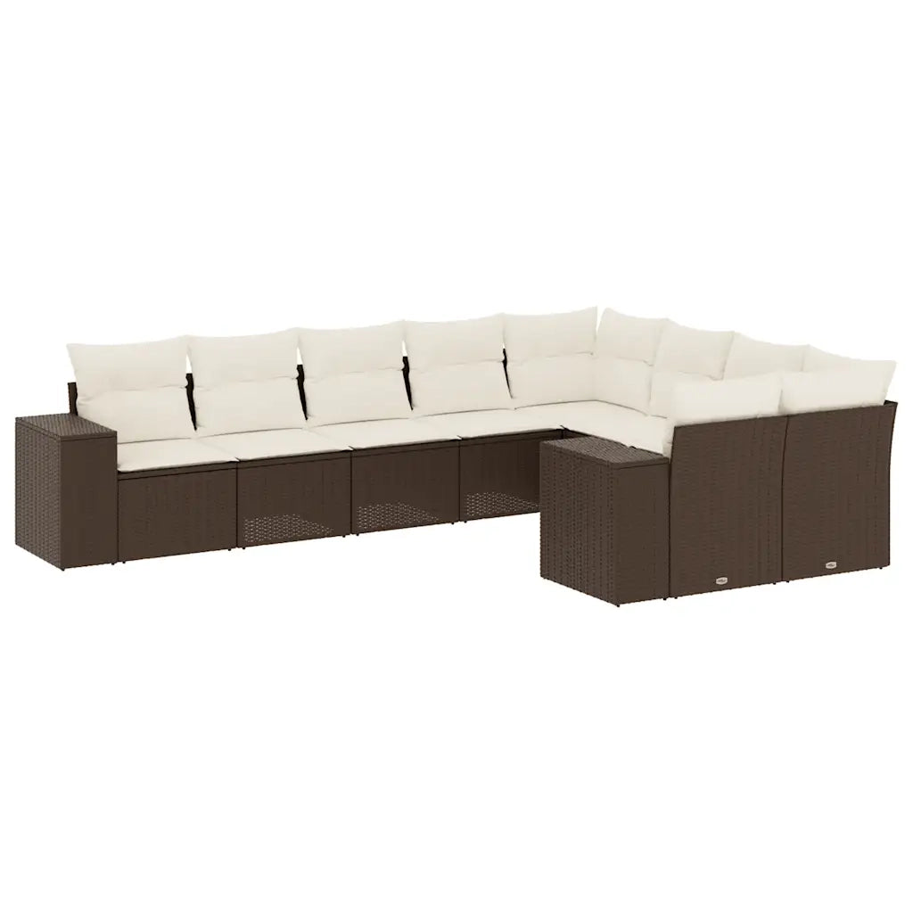 Set Divani da Giardino 9pz con Cuscini Marrone in Polyrattan 3223042