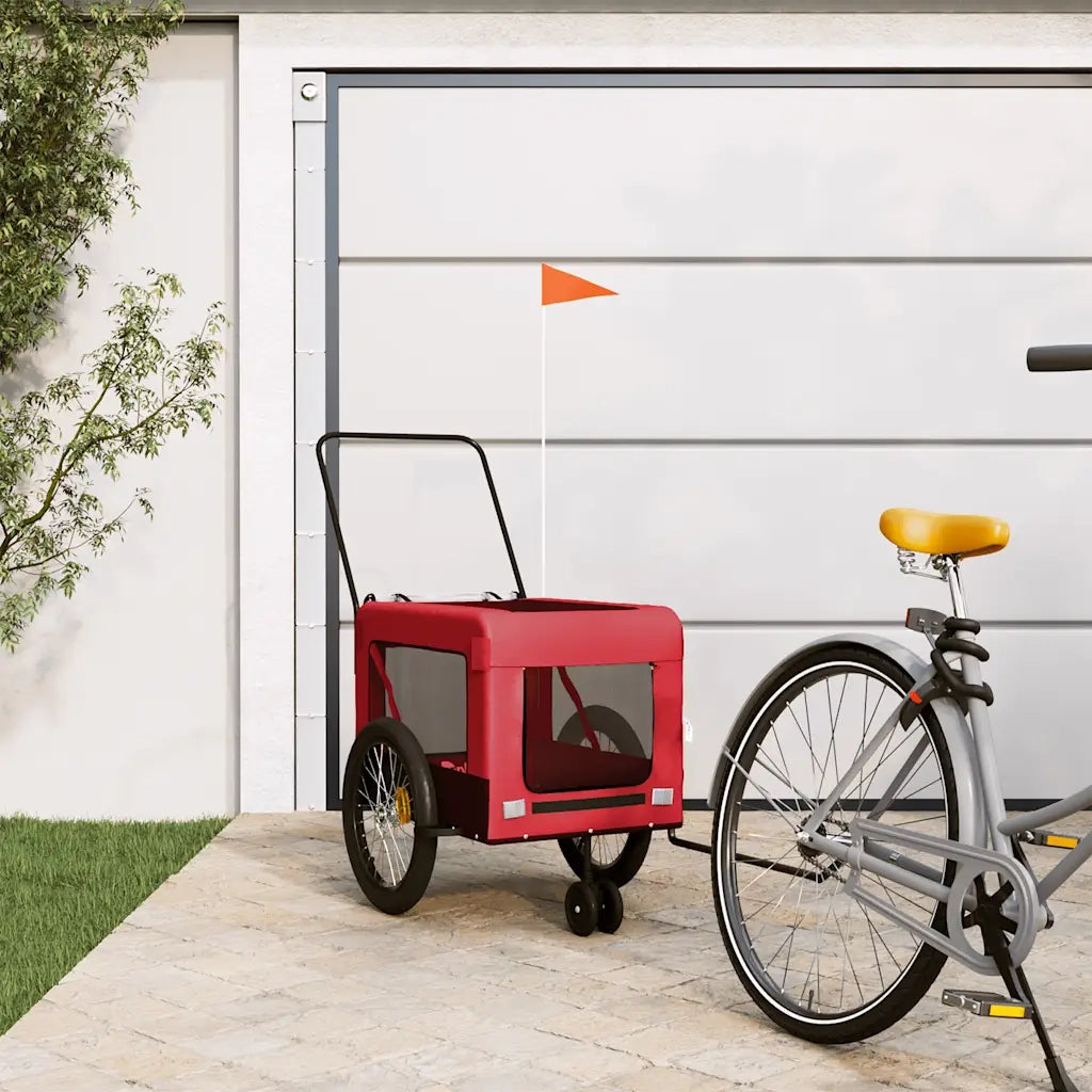 Rimorchio da Bici per Animali Rosso e Nero Oxford e Ferro CFW6418646