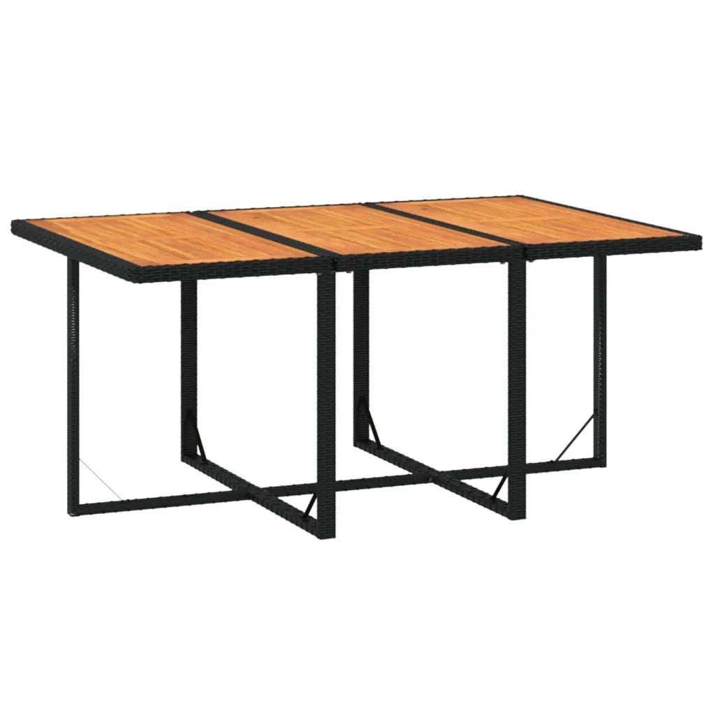 Set da Pranzo da Giardino 7 pz con Cuscini in Polyrattan Nero cod mxl 71764