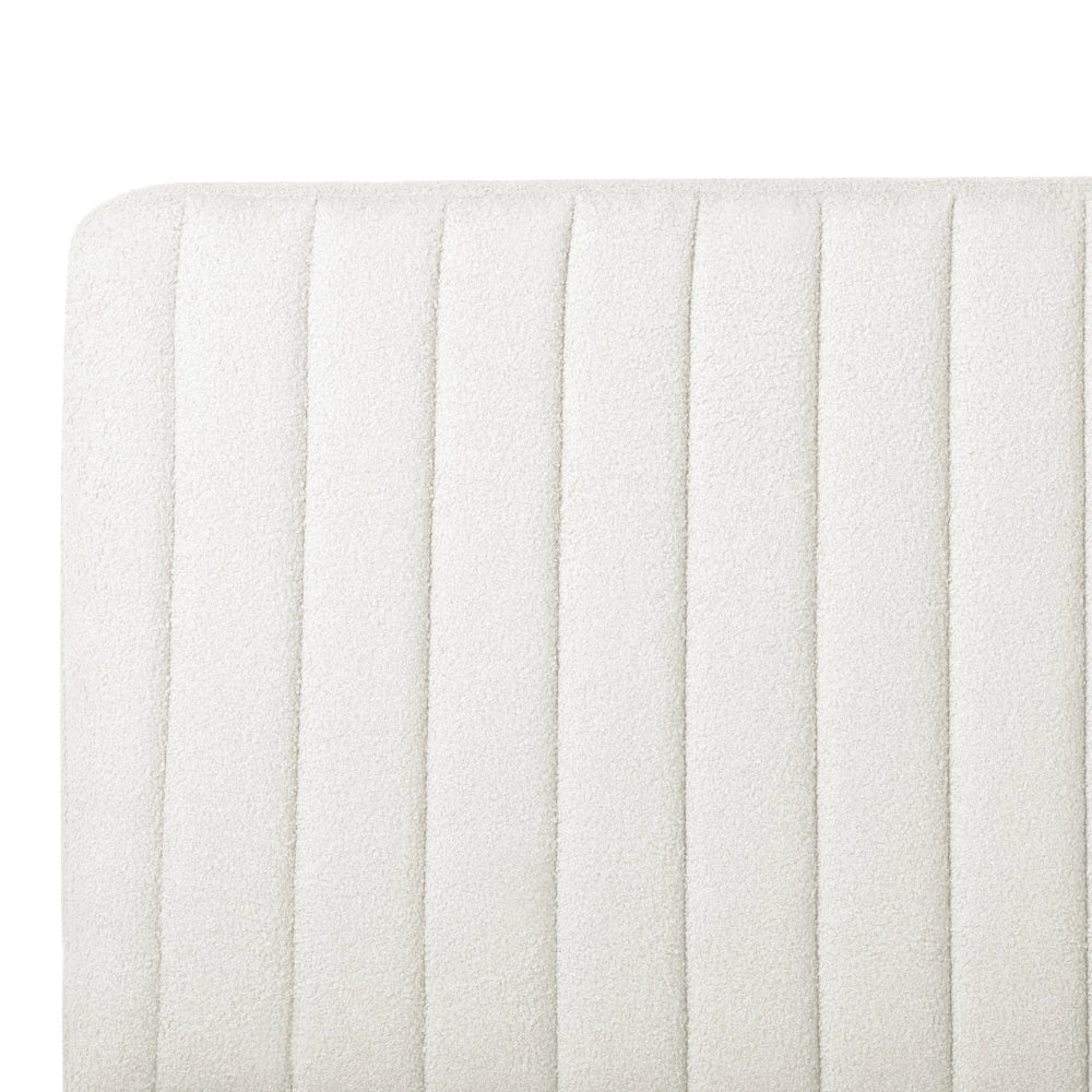 Letto in bouclé bianco sporco UE Matrimoniale 140 x 200 cm Testiera Imbottita con Gambe in metallo Design moderno