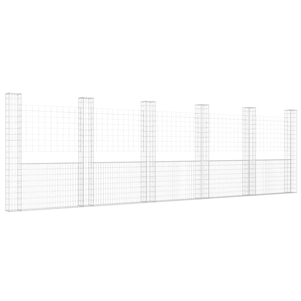 Gabbione a U con 6 Pali in Ferro 620x20x200 cm 151293