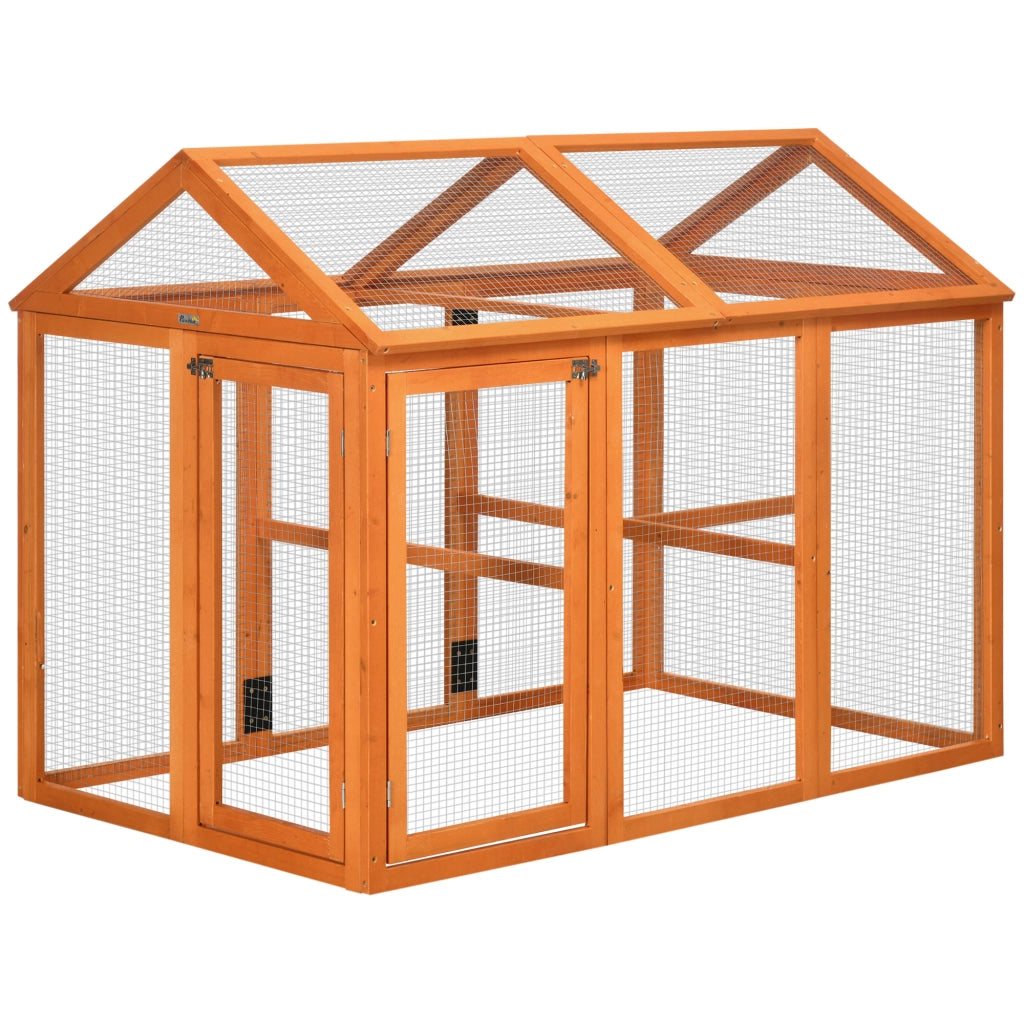 Recinto per polli in legno ¨C zephmum ¨C arancione 140x88.5x106 cm
