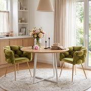 SEDIA moderna in velluto, Set da 2 pezzi, colore oliva, struttura in metallo