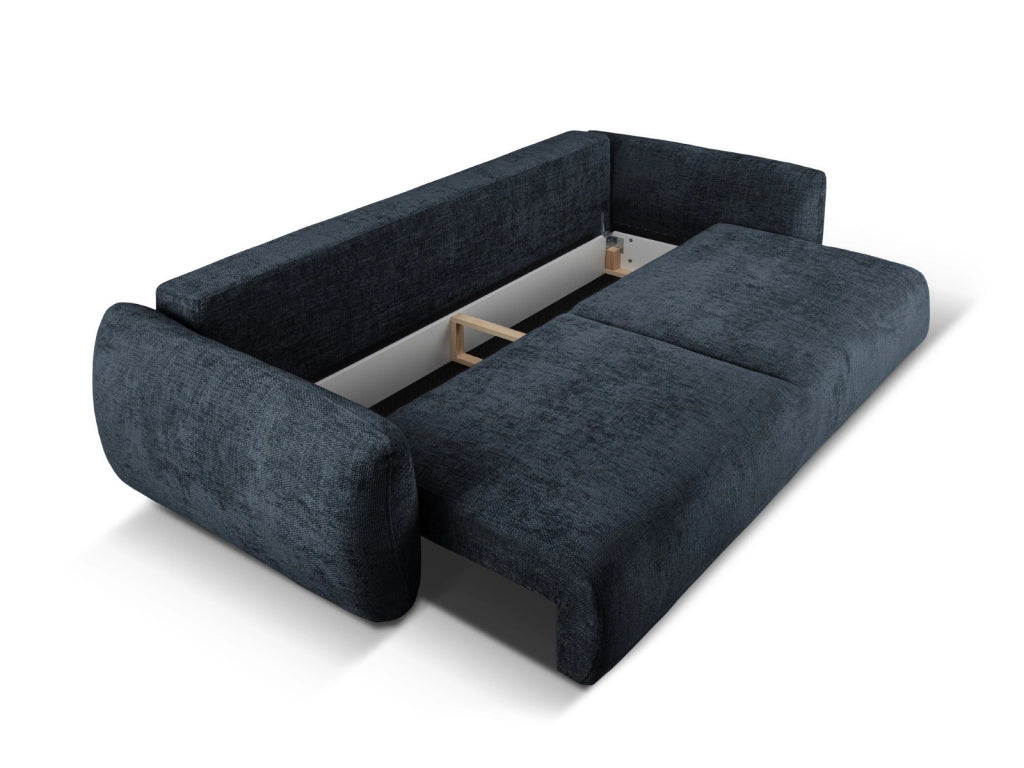 Cosmopolitan Design - Divano convertibile con contenitore "Matera" 3 posti in ciniglia blu reale 