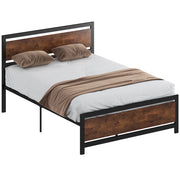 Letto Matrimoniale in Acciaio con Testiera e Rete a Doghe ¨C Zephmum ¨C 140x190 cm Marrone