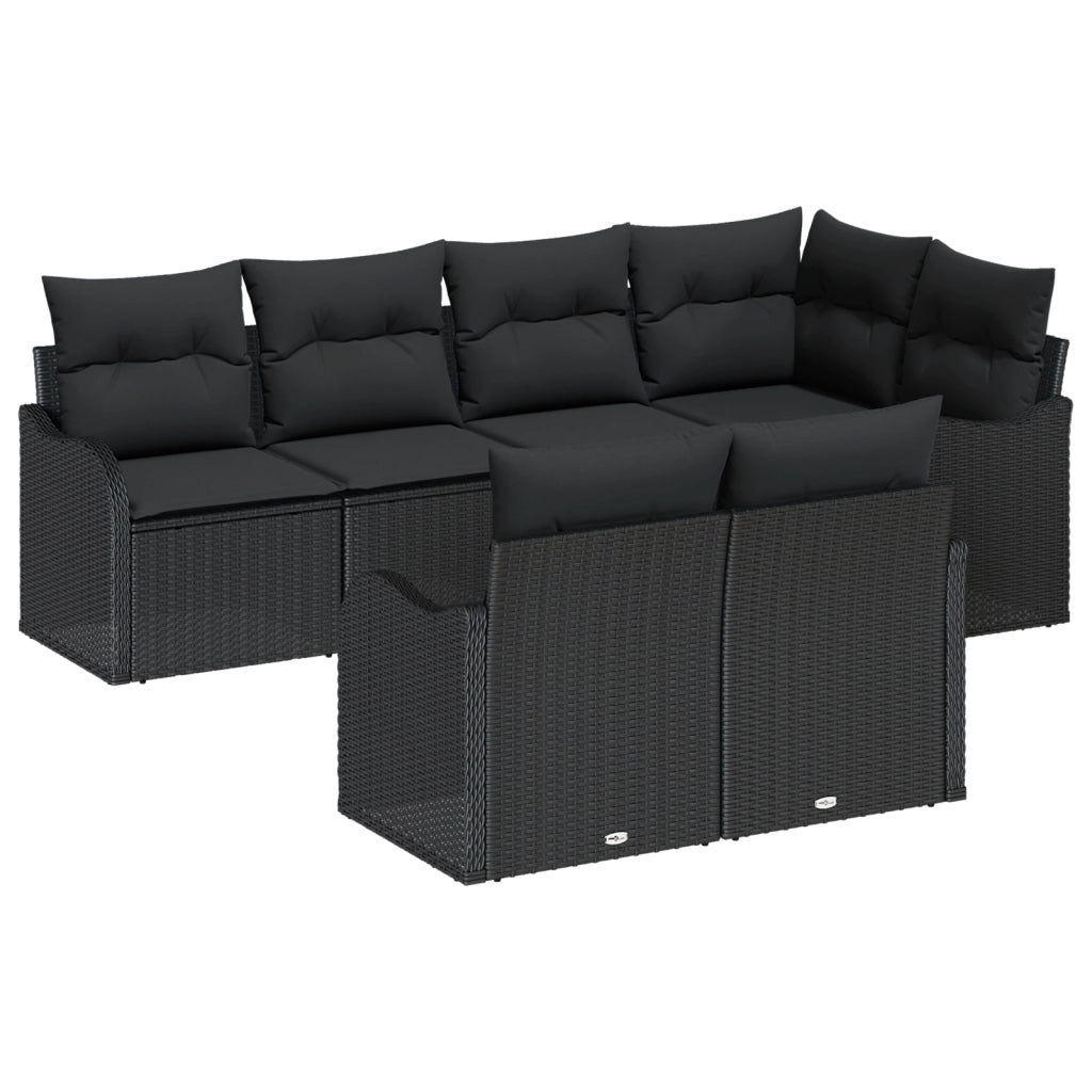 Set di divani da giardino  con cuscini neri in polirattan