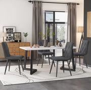 Set di 4 sedie da pranzo imbottite in lino grigio con gambe in metallo