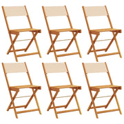 Sedie da Giardino Pieghevoli 6 pz | Sedie da Esterno Beige Tessuto e Legno Massello