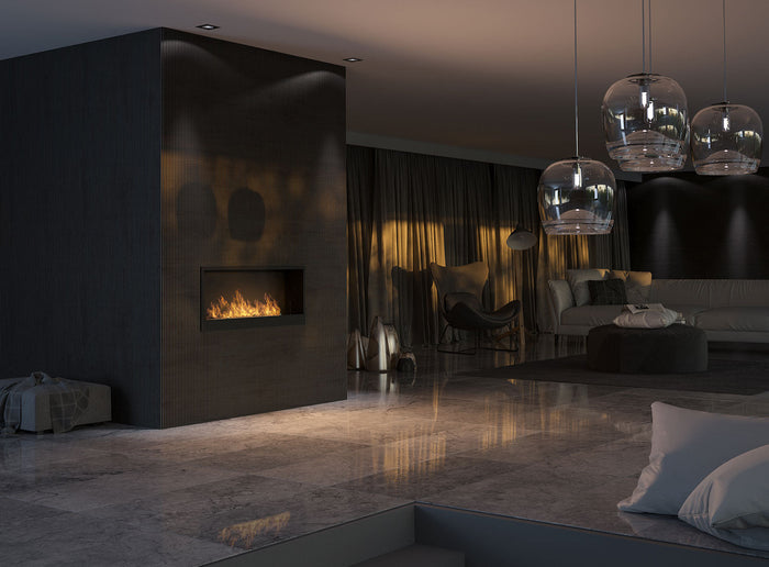 Camino a Bioetanolo da Incasso 120x50 cm Inside 1200 Nero con Vetro