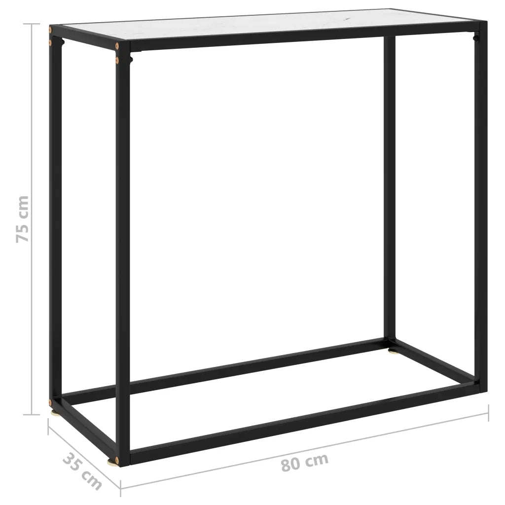 Tavolo Consolle Bianco 80x35x75 cm in Vetro Temperato 322809