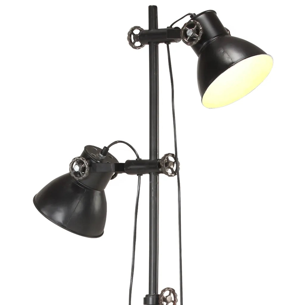 Lampada da Pavimento con 2 Paralumi Nera E27 in Ghisa CFW5670979