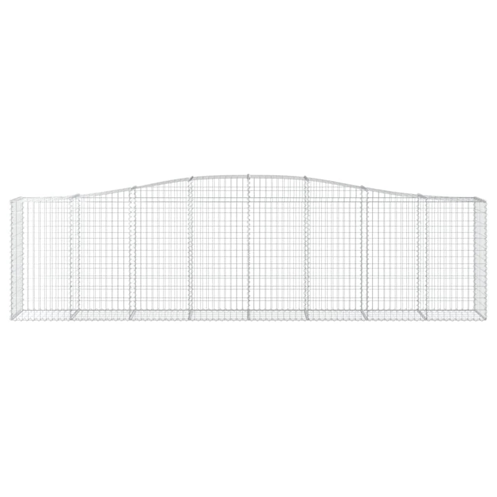 Cestini gabbioni recinzione a gabbia muro di contenimento ad arco 20 pezzi 400 x 50 x 100/120 cm ferro zincato argento 02_0040643
