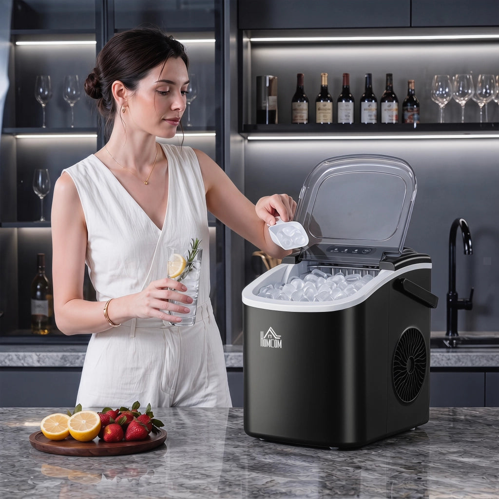 Macchina per Ghiaccio ¨C Xylo ¨C 12 kg/24h, 9 Cubetti in 6-12 min, Serbatoio 1,3L, Nero