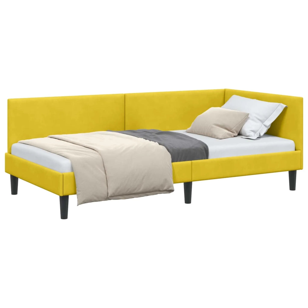 Letto singolo | Letto per adulti | Cornice del letto ad angolo Giallo 80 cm x 200 cm Velluto