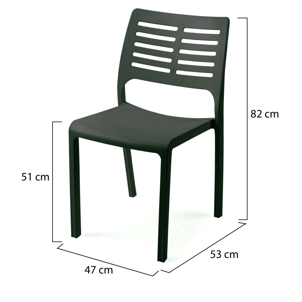 Canoe, Sedia da Esterno 4 Sedie Made in Italy, Nero Antracite