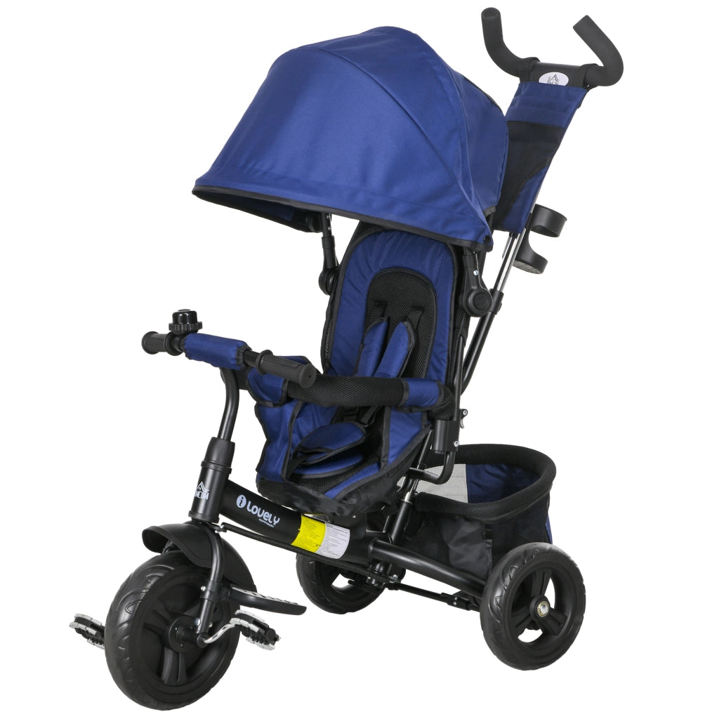 Triciclo per Bambini ¨C Zephmum ¨C Metallico, Blu Scuro con Cestino e Portabicchieri