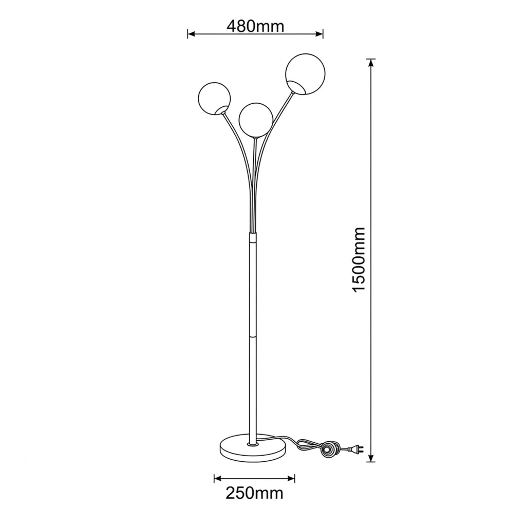 Piantana da Terra a 3 Luci Sfera G9 Lampada di Design per Interni Bronzo con Interruttore a Pedale Luce Salotto Soggiorno 230V