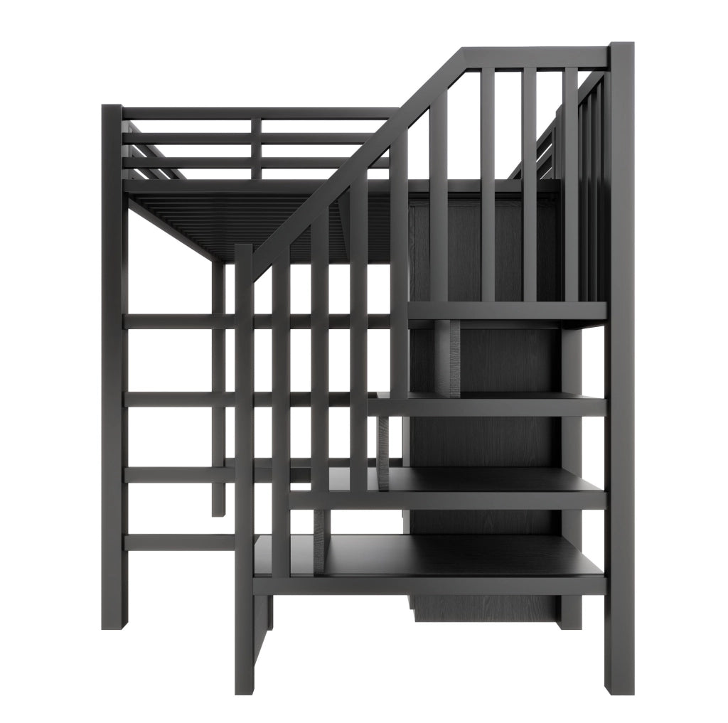 Letto a soppalco 140x200 in metallo con scrivania e armadio