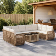 Set Divano da Giardino 10 pz Beige e Bianco Crema polyrattan 3436992